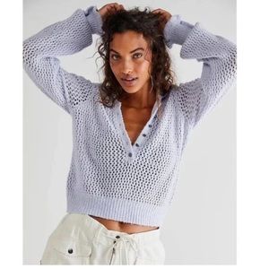 Free People Snowdrift Pullover Boucle Sweater in Peri Ice